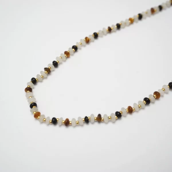 black brown white bead necklace