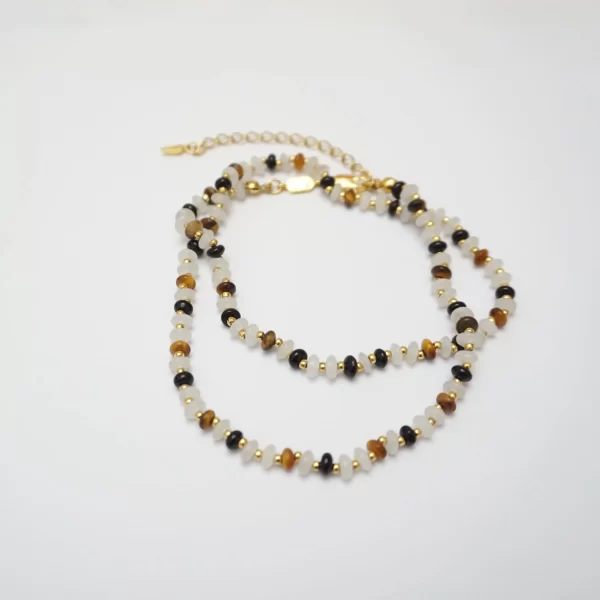 black brown white bead necklace