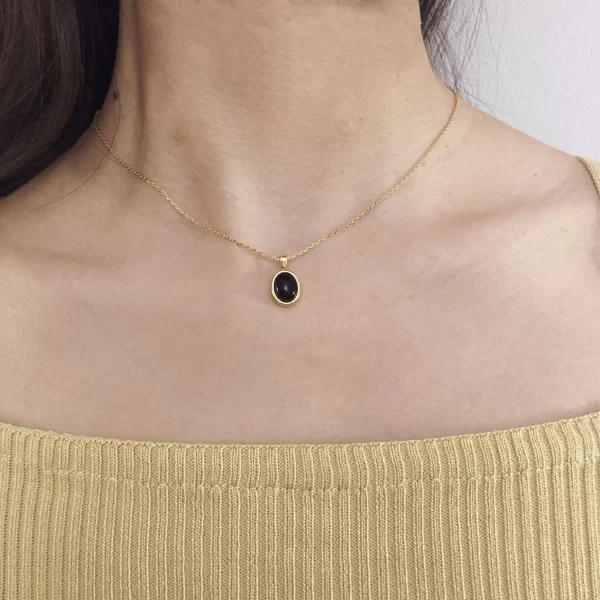 Black Onyx Pendant Necklace for women