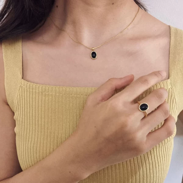Black Onyx Pendant Necklace for women