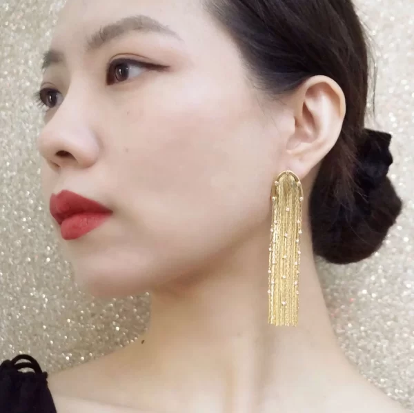 gold tassel Earrings