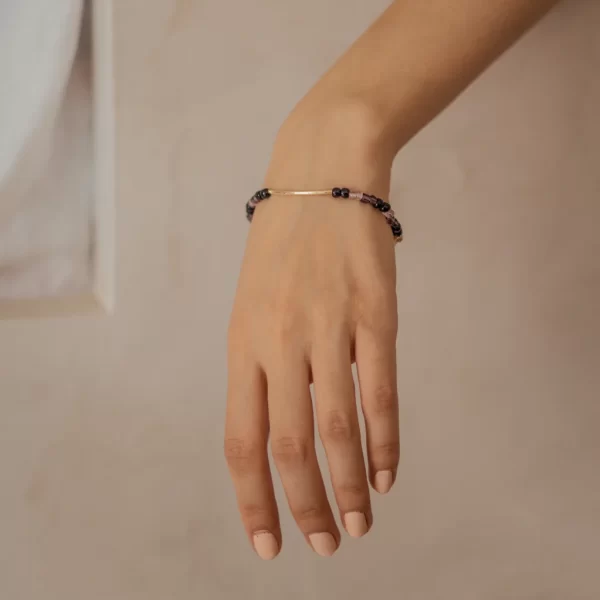 black purple glass beads bracelet for women