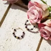 black purple glass bead hoop earrings