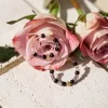 black purple glass bead hoop earrings