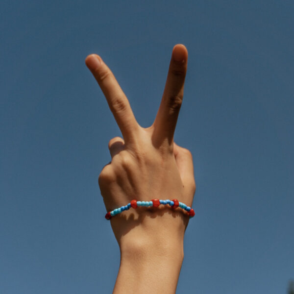 blue red glass beads bracelet for women