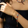 blue red glass seed bead bracelet for women