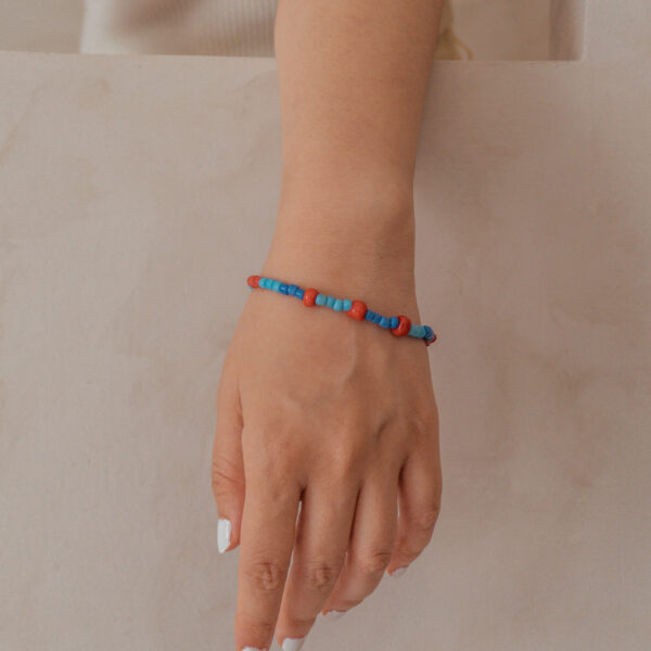 blue red glass beads bracelet for women