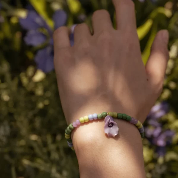 green purple glass bead bracelet for women