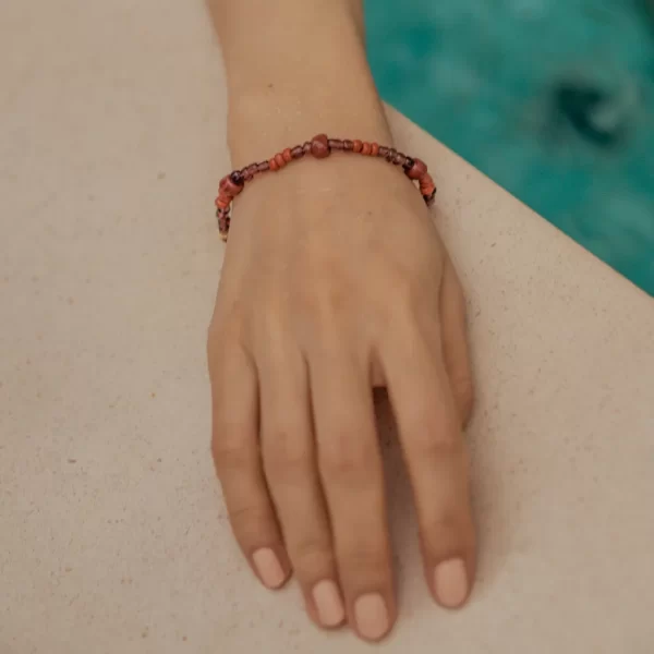 brown purple glass beads bracelet for women