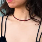 brown purple glass beads necklace for women