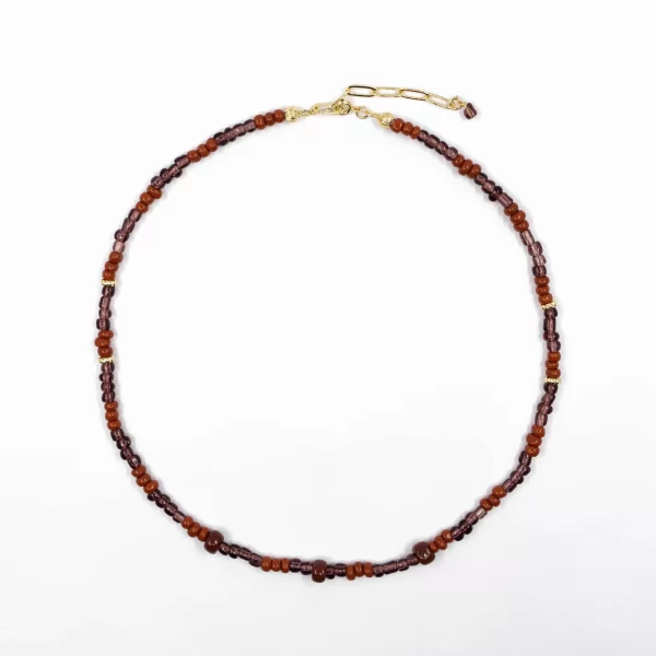 brown purple glass beads necklace for women