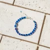 blue glass seed beads bracelet for women