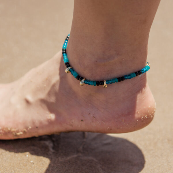 black blue beaded anklet for women