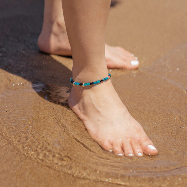 black blue beaded anklet for women