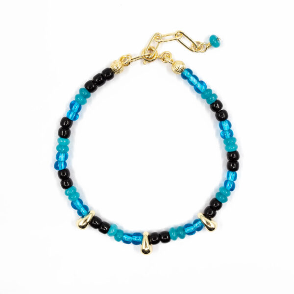 black blue seed beaded bracelet for women