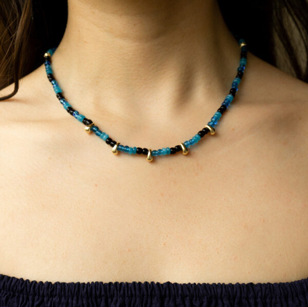 black blue beaded necklace for women