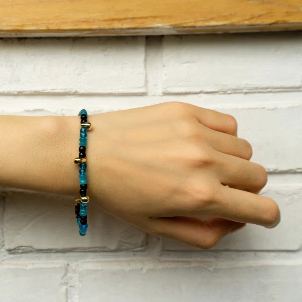 black blue seed beaded bracelet for women