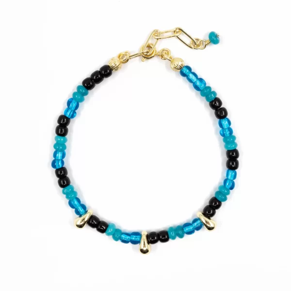 black blue seed beaded bracelet for women