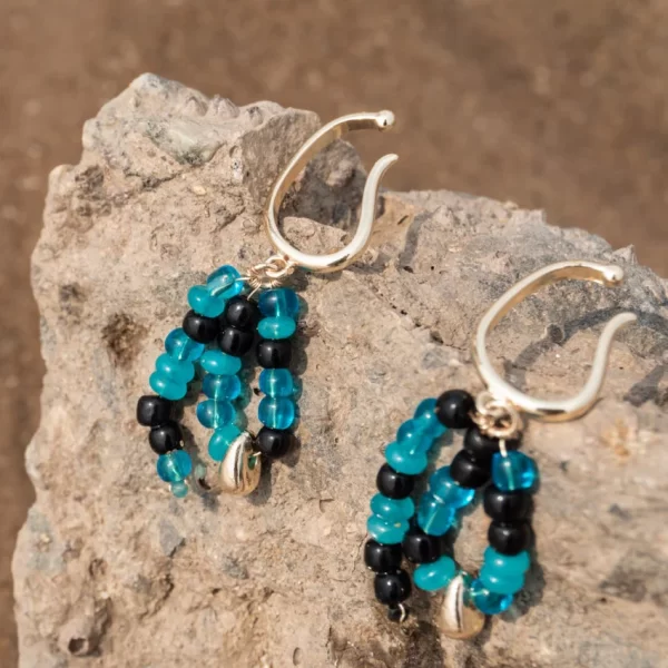 black blue beaded ear cuffs non piercing earrings