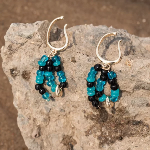 black blue beaded ear cuffs non piercing earrings