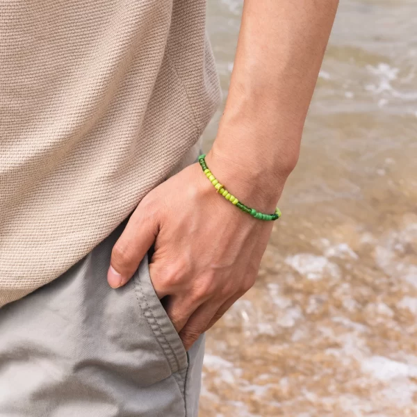 green glass seed beads bracelet for women
