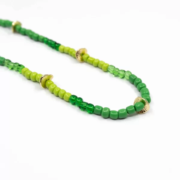 green glass seed beaded necklace for women