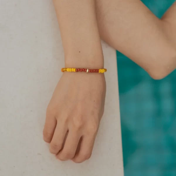 brown yellow orange glass beads bracelet for women