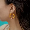 brown yellow orange glass beads ear cuffs non piercing earrings