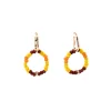 brown yellow orange glass beads ear cuffs non piercing earrings