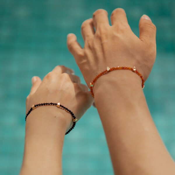 orange seed beads couple bracelet