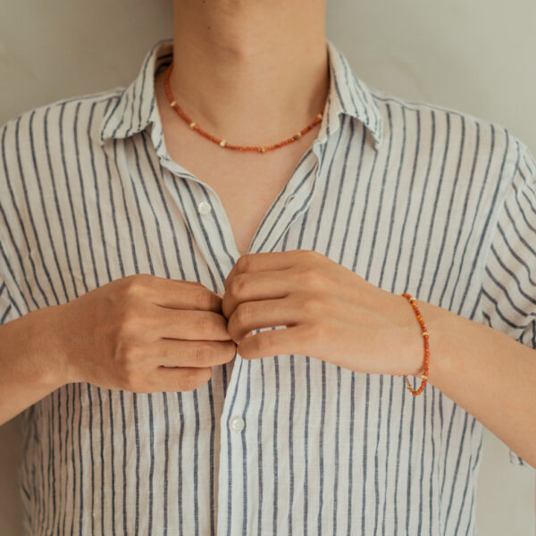 orange seed beads necklace for men