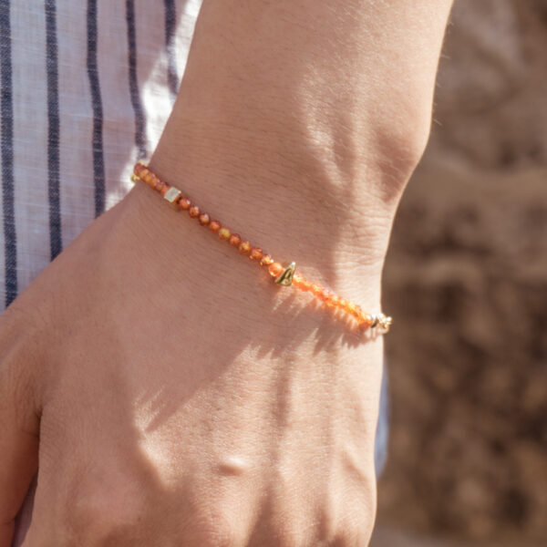 orange seed beads bracelet for men