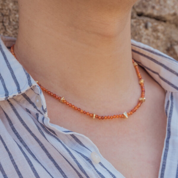 orange seed beads necklace for men