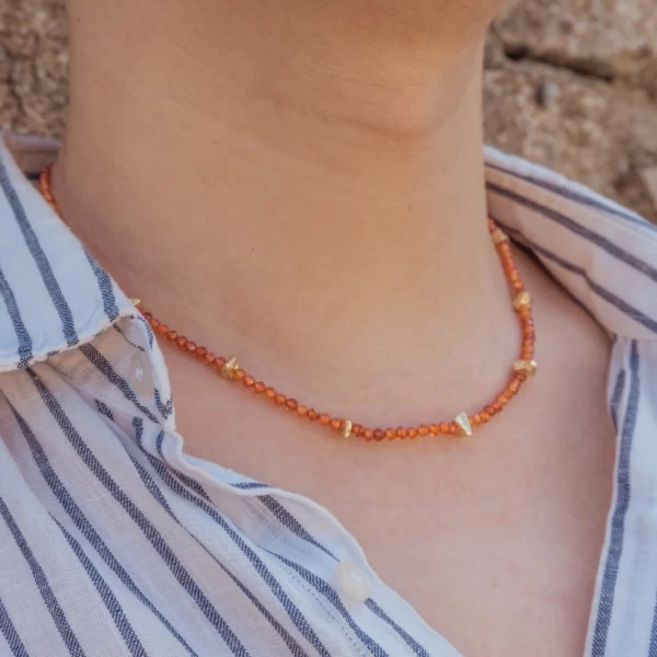 orange seed beads necklace for guys