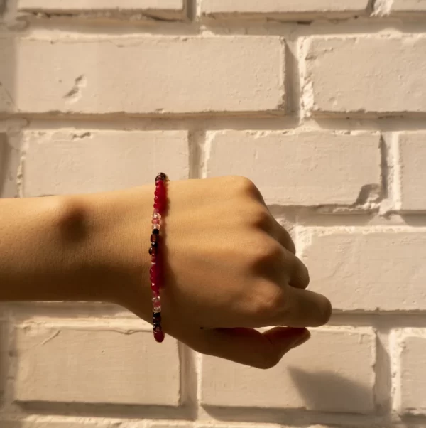 pink black red bead bracelet for women