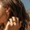 pink black red bead ear cuffs no piercing