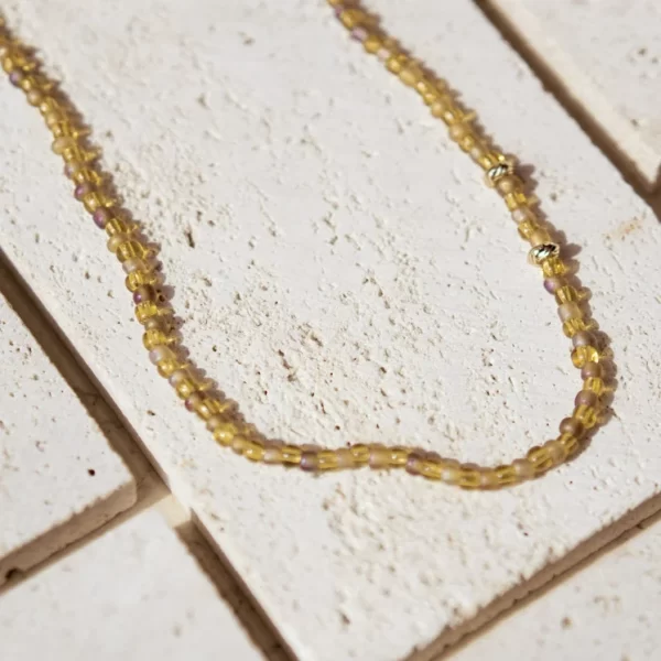 yellow seed bead necklace for women
