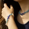 blue orange white bead bracelet for women