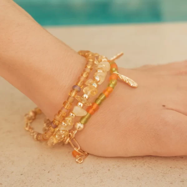 yellow crystal beaded bracelet for women
