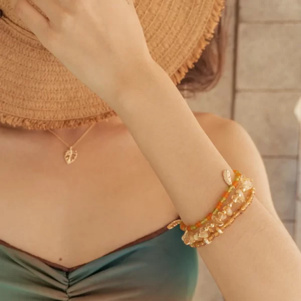 yellow crystal beaded bracelet for women