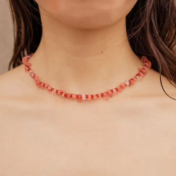 red crystal beaded necklace for women