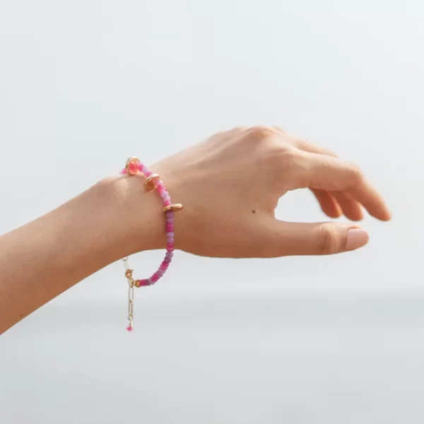 pink purple seed bead bracelet for women