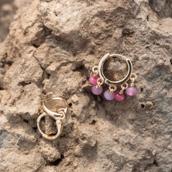 pink purple seed bead earrings