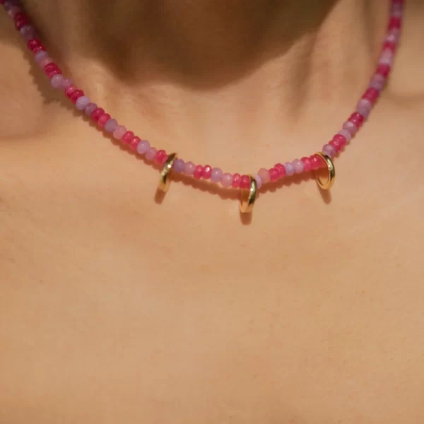 pink purple summer seed bead necklace for women