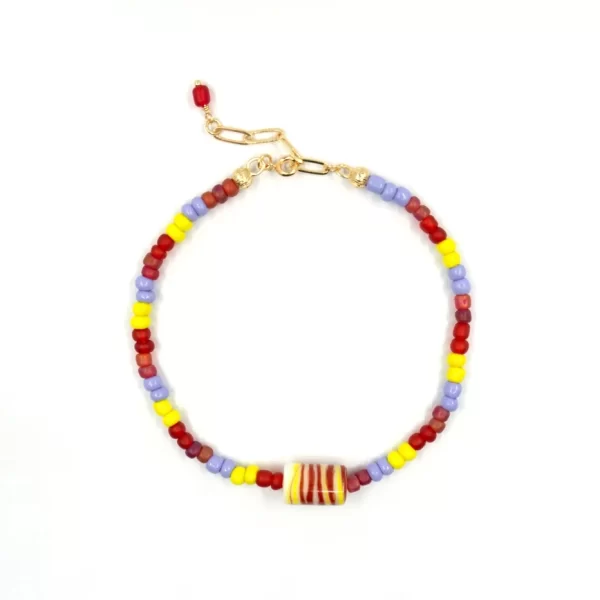 summer red yellow blue bead anklet for women
