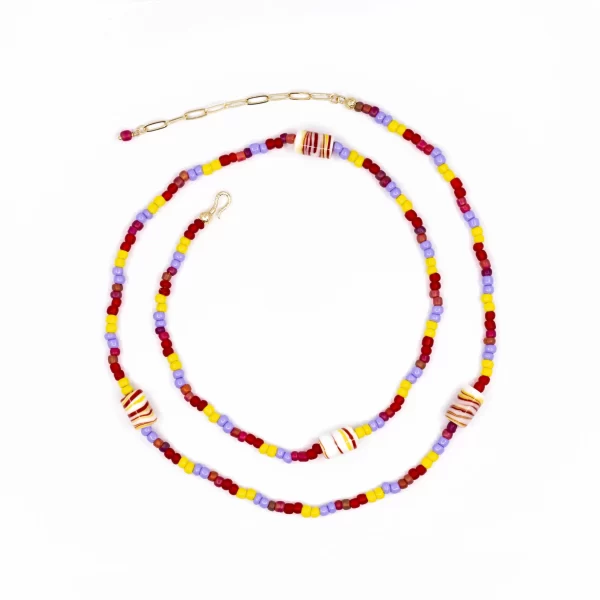 summer red yellow blue bead belly chain for women