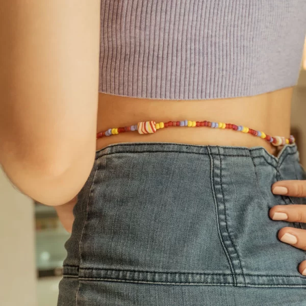 summer red yellow blue bead belly chain for women