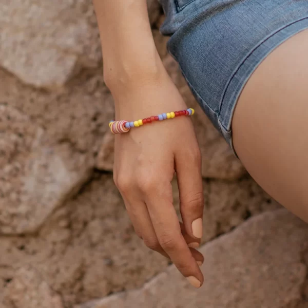 summer red yellow blue bead bracelet for women