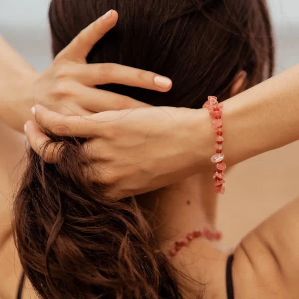 red crystal beaded bracelet for women