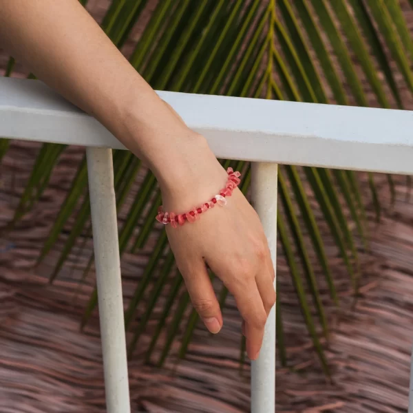 red crystal beaded bracelet for women